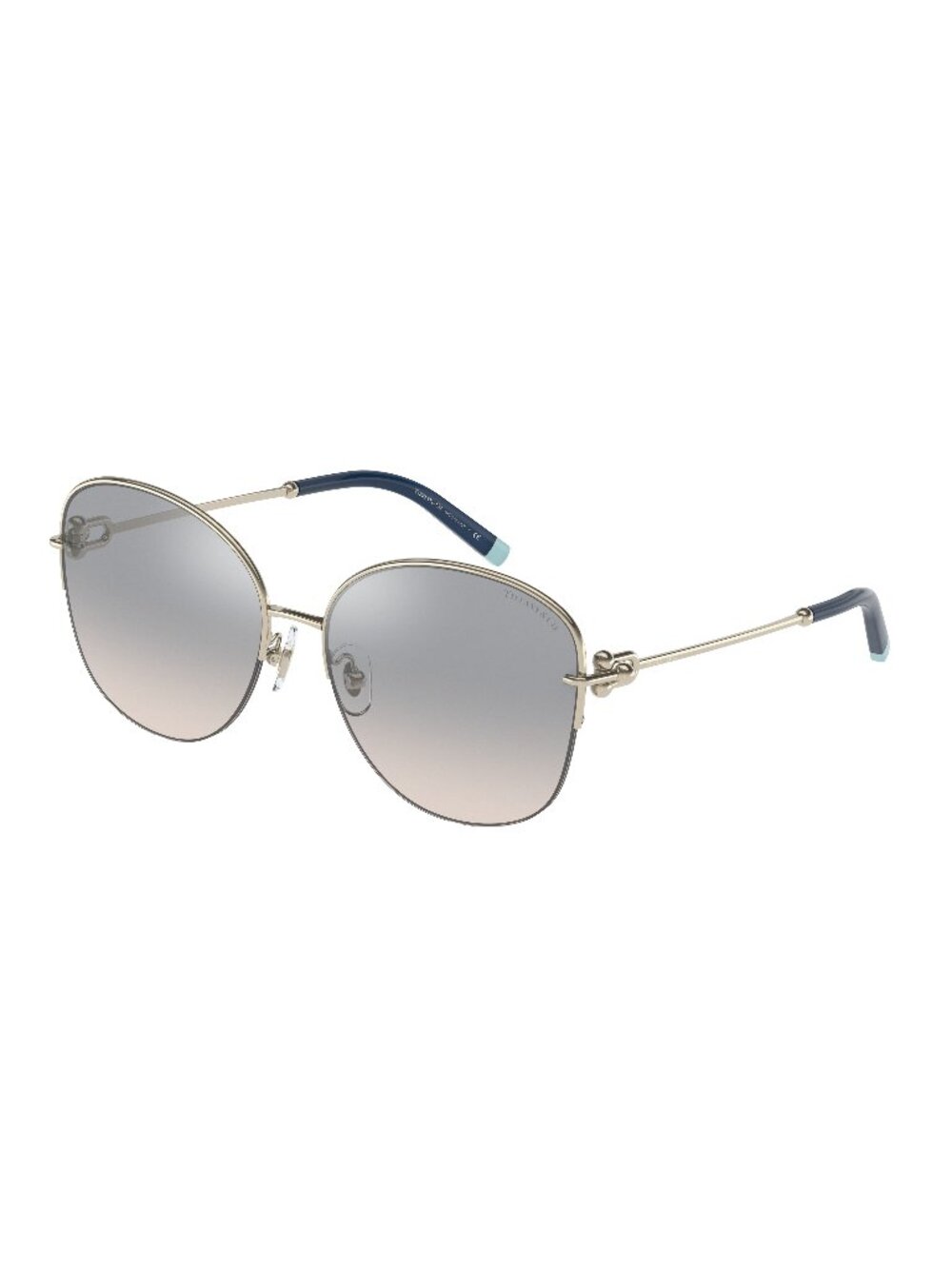 New Tiffany Women's Sunglasses Gold Aviator Blue Lens Metal Frame TF3082 61691U